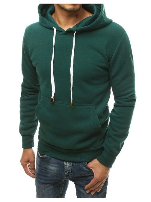Preprost zelen pulover s kapuco