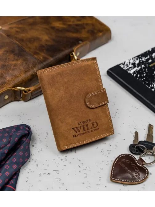 Rjava usnjena denarnica v pokončnem formatu