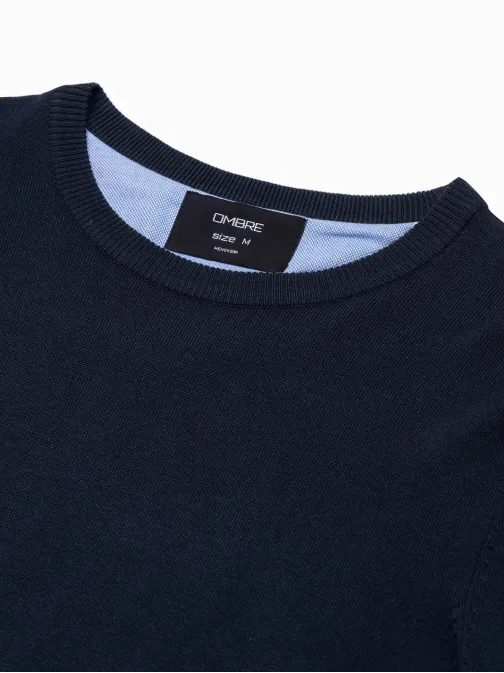 Klasičen temno moder pulover z okroglim izrezom V9 SWBS-0106