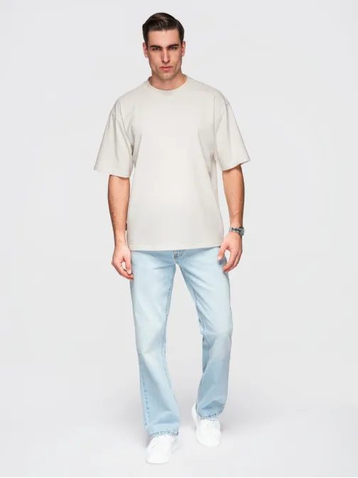 Ekru majica ohlapnega kroja V2 TSBC-0267