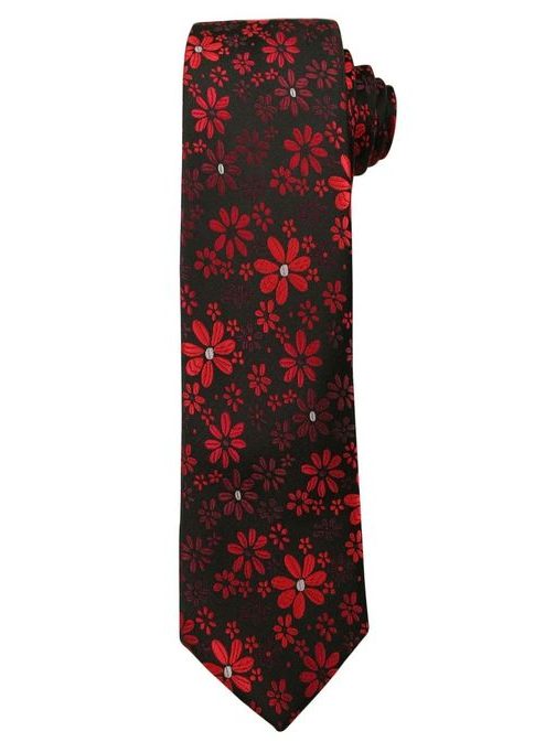 Moška kravata z rdečimi rožicami