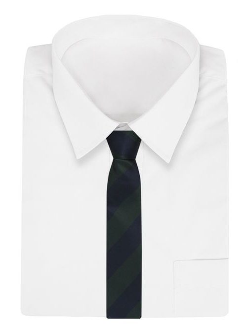 Temno modra kravata s širokimi zelenimi črtami