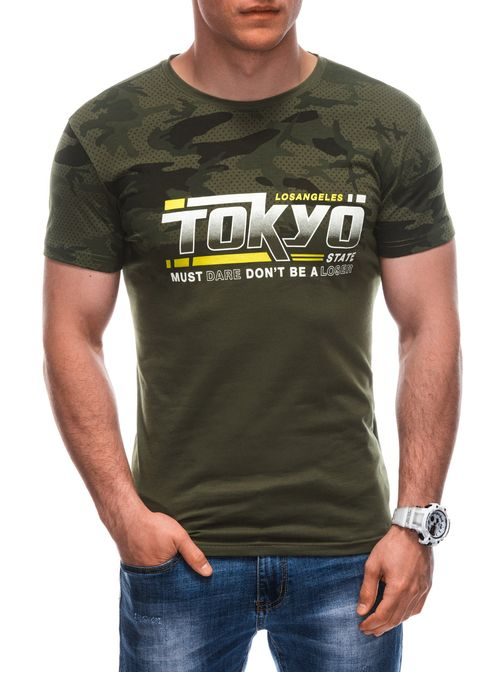 Kaki majica z napisom Tokyo S1925