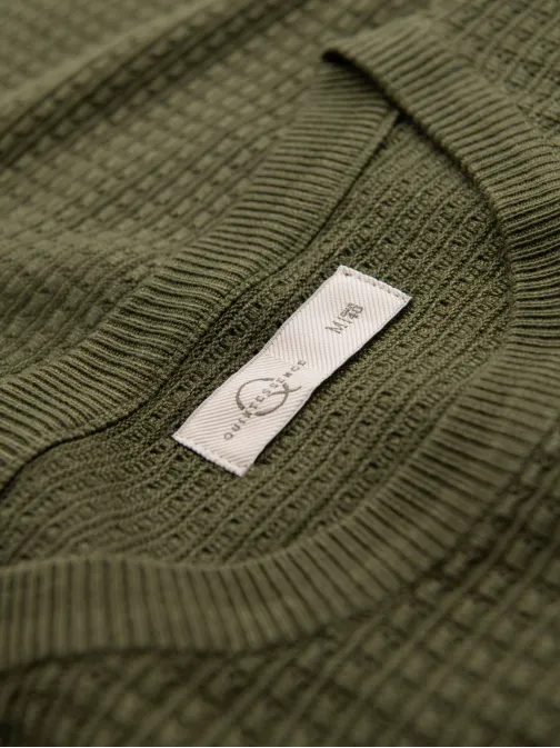 Oljčna moška pletena majica V1 TSCT-0253