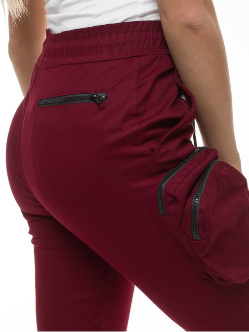 Trendovske bordo ženske jogger hlače O/802