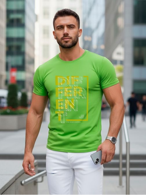 Zelena moška majica z napisom DIFFERENT