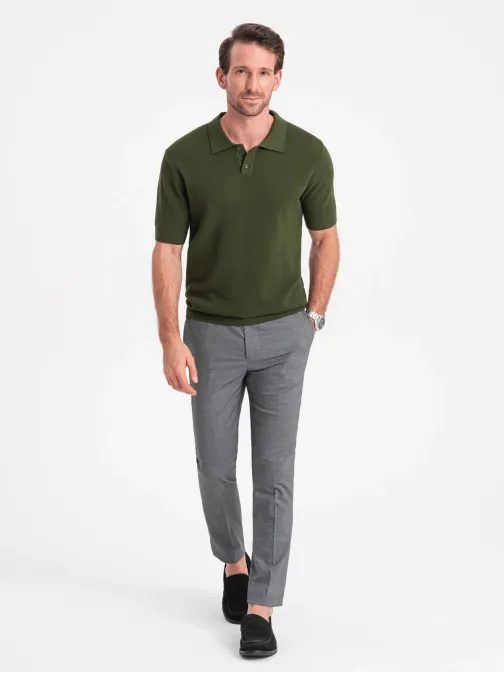 Strukturirana olivna polo majica V1 POSS-0117