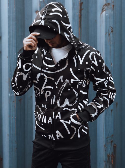 Modna črna moška jopa s potiskom