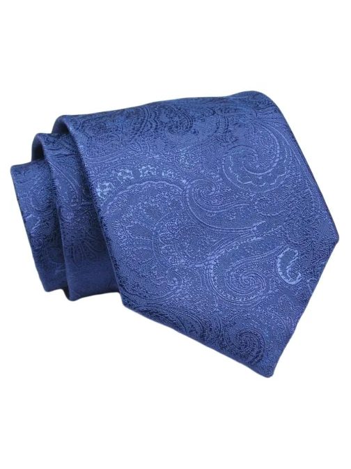 Modra široka kravata z vzorcem Chattier