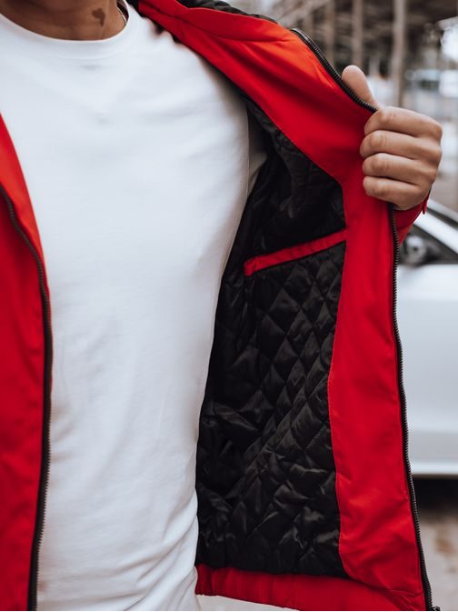 Moška prehodna rdeča jakna s kapuco