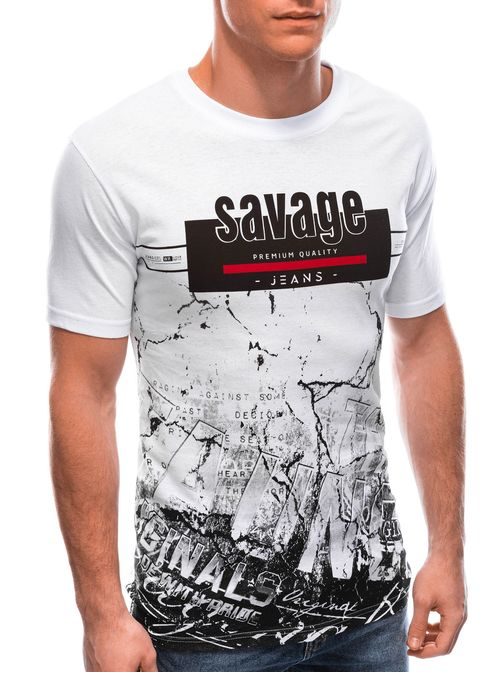Bela majica s potiskom Savage S1762