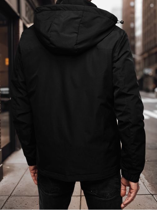 Moška prehodna črna jakna s kapuco