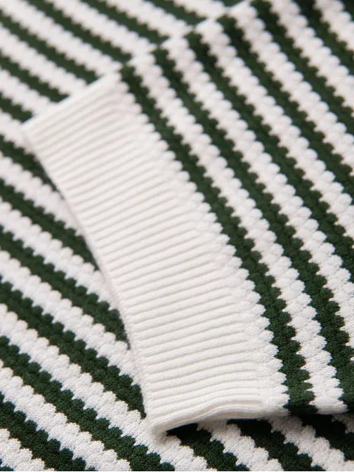 Polo majica V3 POSS-0161 iz mornariške bele in olivne pletenine