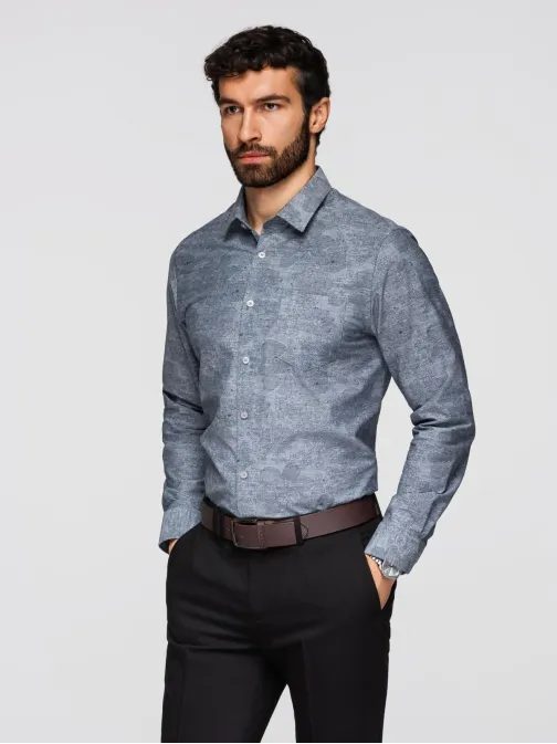 Siva moška srajca s cvetličnim vzorcem V3 K701