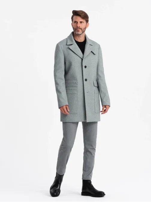 Stilski siv enovrsten plašč V3 COWC-0108