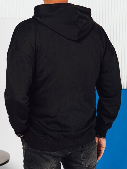 Črn pulover s kapuco in napisom