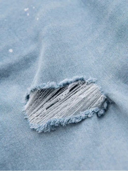 Moderne svetlo modre kratke hlače iz džinsa z odrgninami V1 SRDS-0186