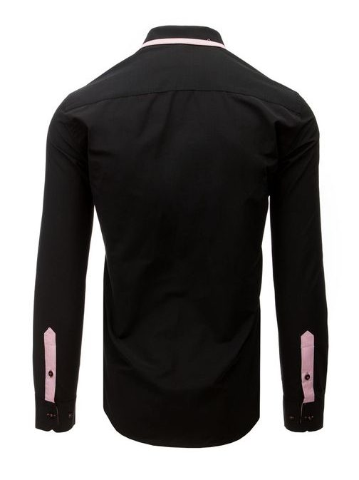 Črna srajca z rožnatim robom