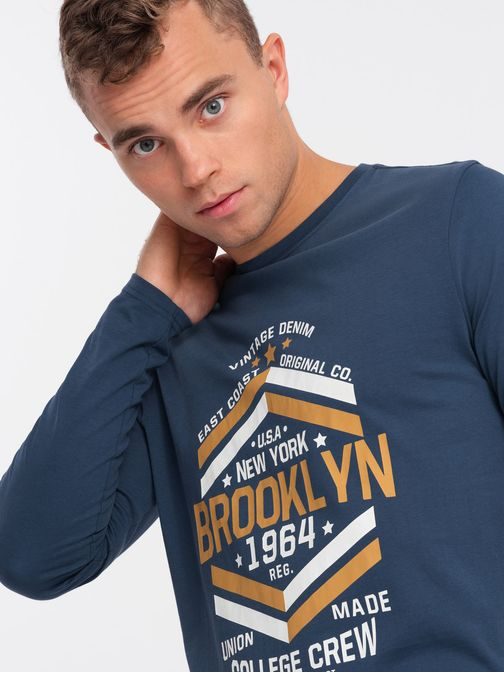 Modra majica z napisom Brooklyn V2 LSPT-0117