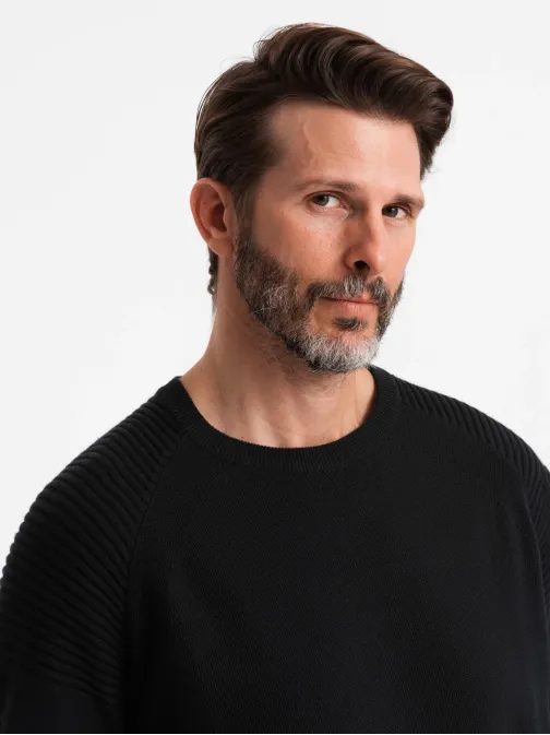 Moderen črn moški pulover V2 SWSW-0144