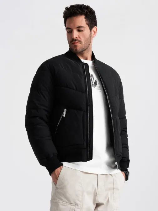 Stilski moški črn bomber V1 OM-JALP-0143