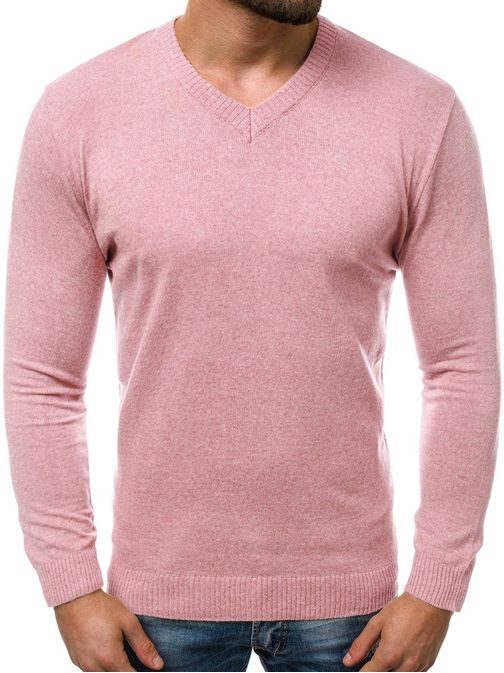 Trendovski moški pulover rožnati OZONEE O/6002/18