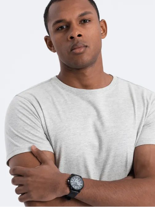 Bombažna klasična siva majica s kratkimi rokavi  V3 TSBS-0146