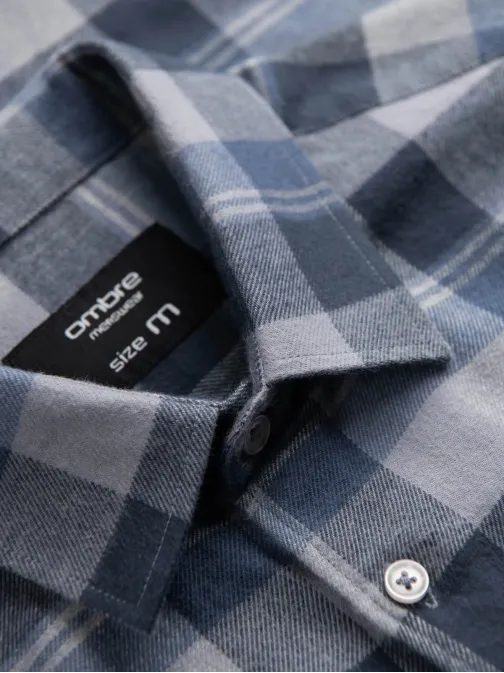 Originalna flanelna karo modra siva srajca V1 SHCS-0150