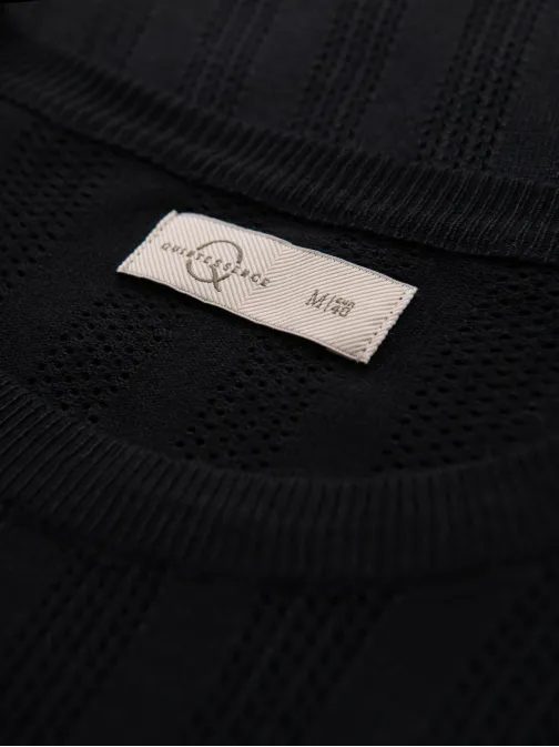 Trendovski moški črni pulover s kratkimi rokavi V2 TSCT-0251