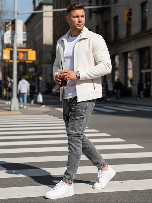 Temno sive stilske kavbojke z žepi