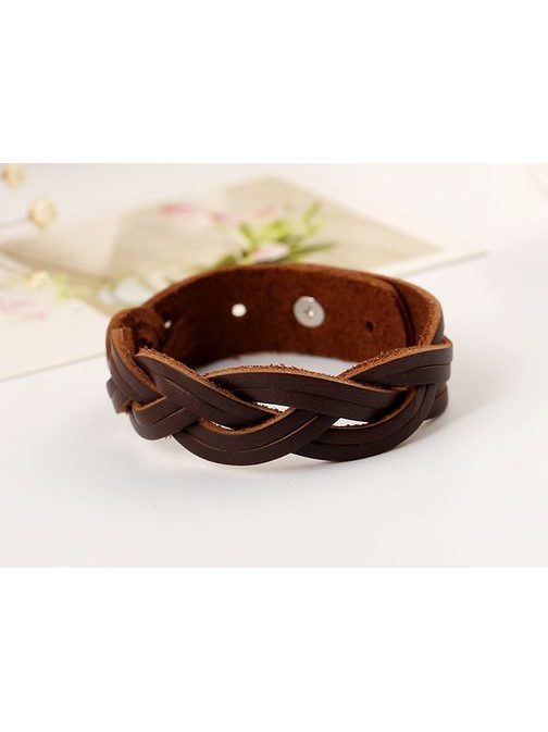 Prepletena rjava zapestnica za moške