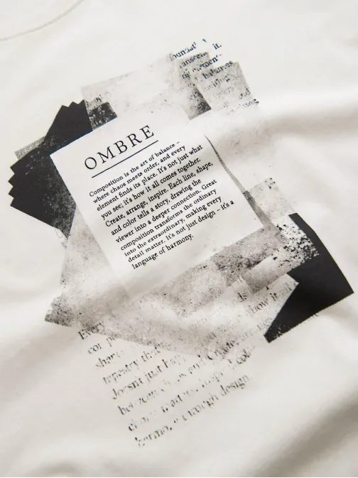 Bela moška majica s sodobnim potiskom V2 TSPT-0261