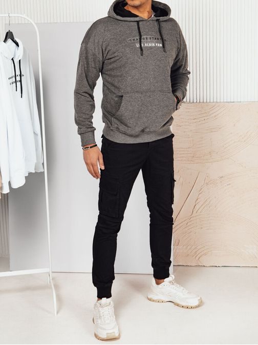 Antracit pulover z edinstvenim napisom