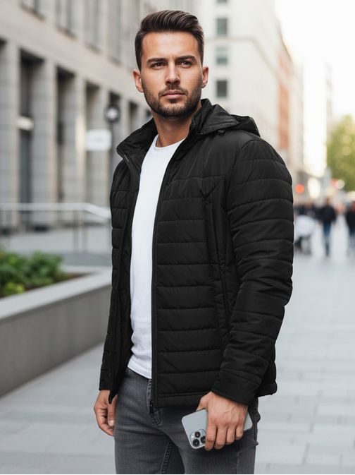 Prehodna trendi črna jakna s kapuco