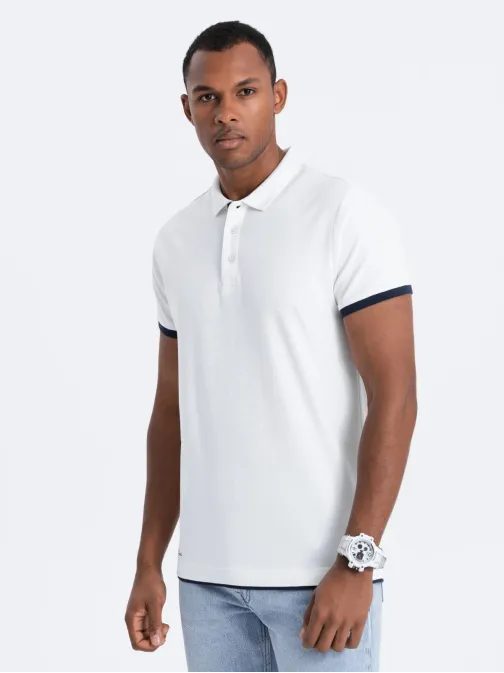 Brezčasna moška bela polo majica V1 POSS-0113