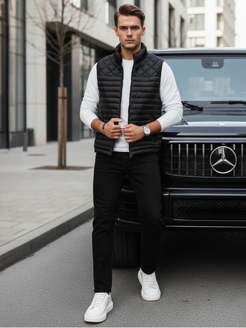 Moderen črn moški telovnik brez kapuce