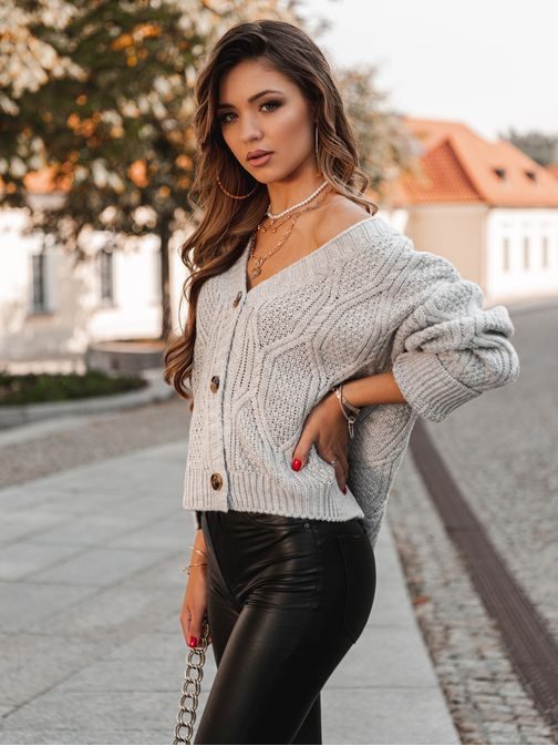 Ženski trendovski pulover v sivi barvi ELR013