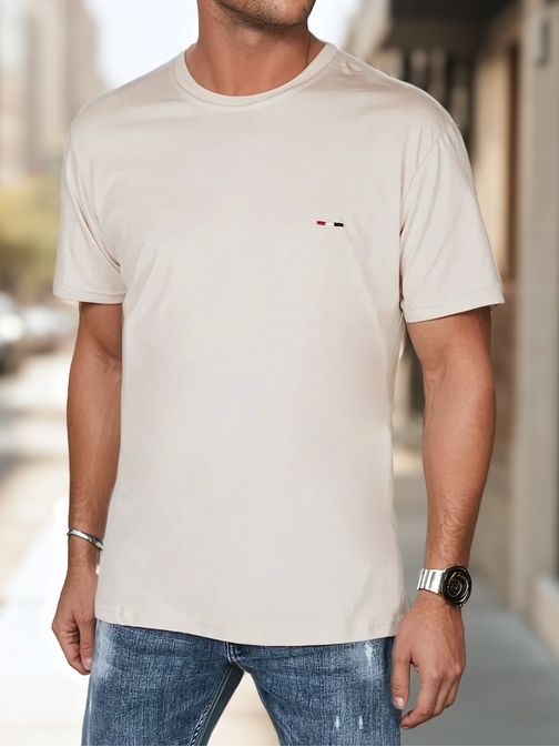 Trendovska svetlo rjava majica s kratkimi rokavi in ​​logotipom