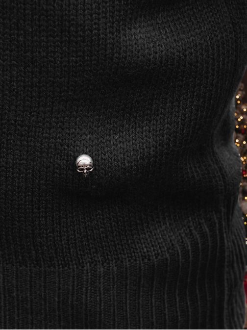 Zanimiv črn moški pulover z ovratnikom