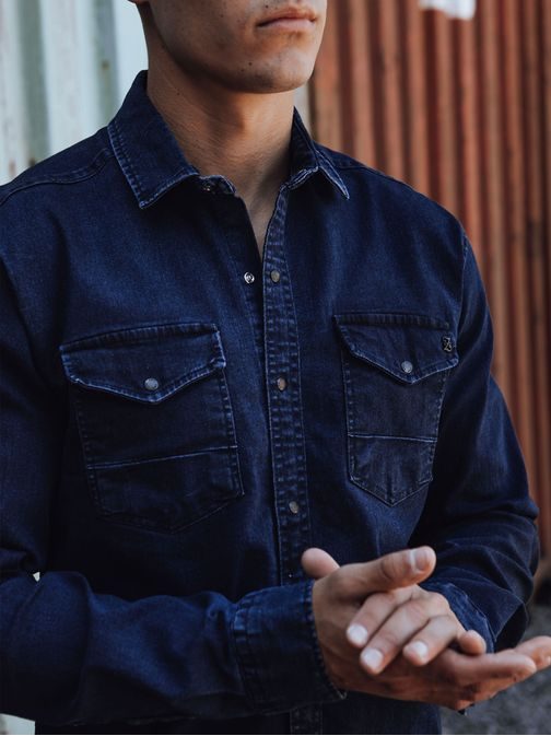 Privlačna temno modra majica iz džinsa