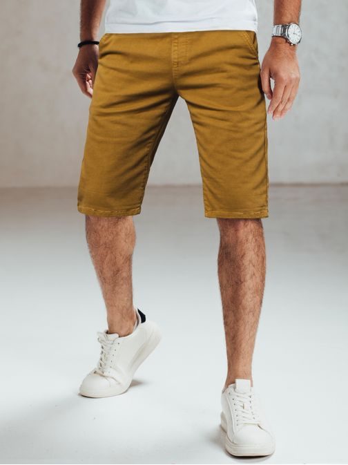 Moške kratke hlače iz džinsa v gorčični barvi