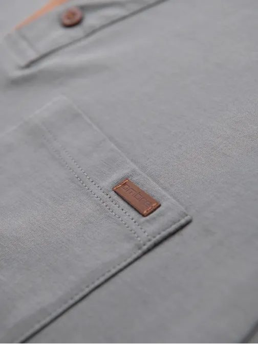 Bombažna siva moška majica z gumbi V3 TSCT-0206