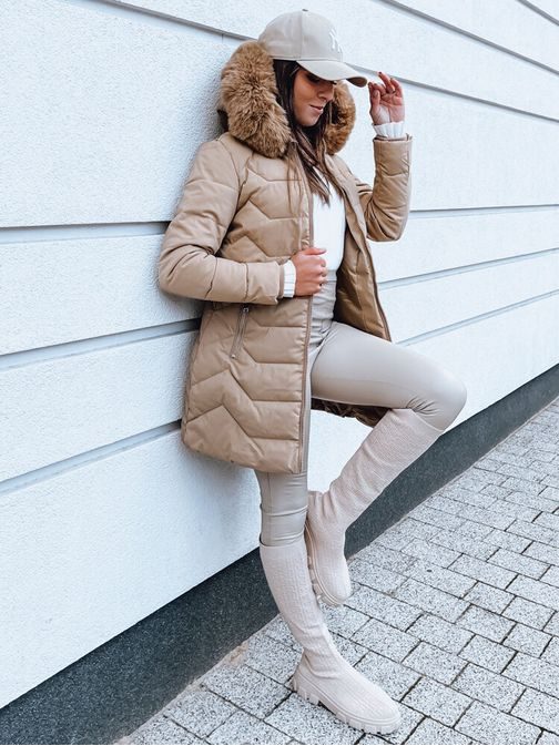Ženska prešita zimska bež jakna Capella