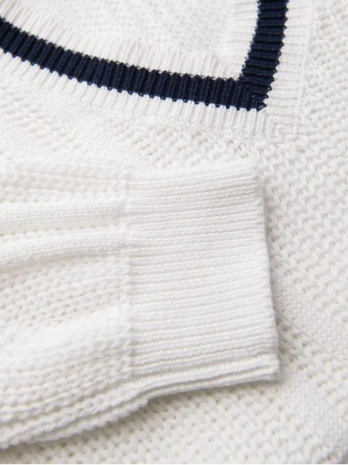 Eleganten pleten pulover za moške bel v1 om-swcd-151