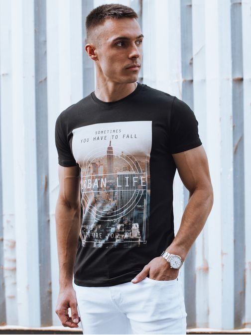Modna mestna črna majica z napisom