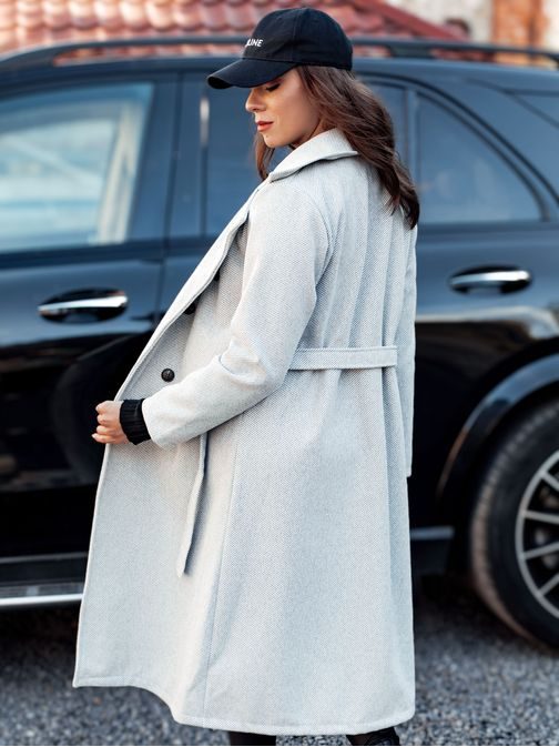 Čudovit ženski siv dolg plašč Cashmely