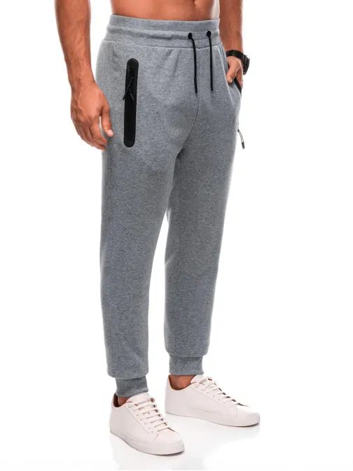 Basic sive moške trenirke iz melanža V3 PABS-0104