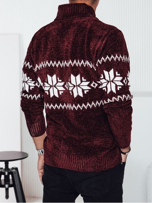 Sodoben bordo pulover v nordijskem slogu