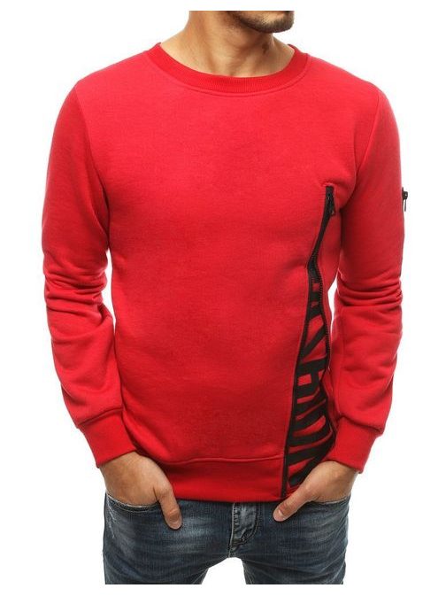 Zanimiv pulover brez kapuce v rdeči barvi