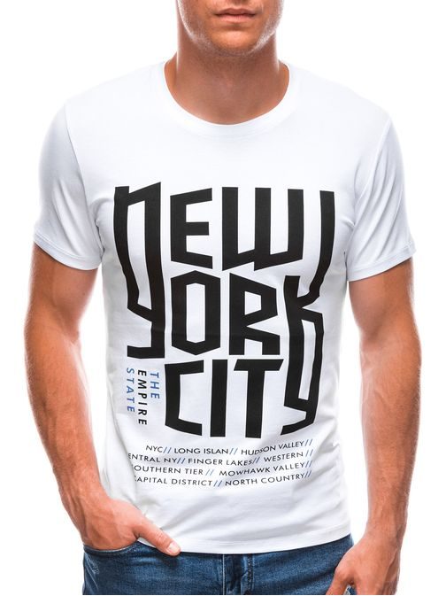 Bela majica z modernim potiskom New York S1720